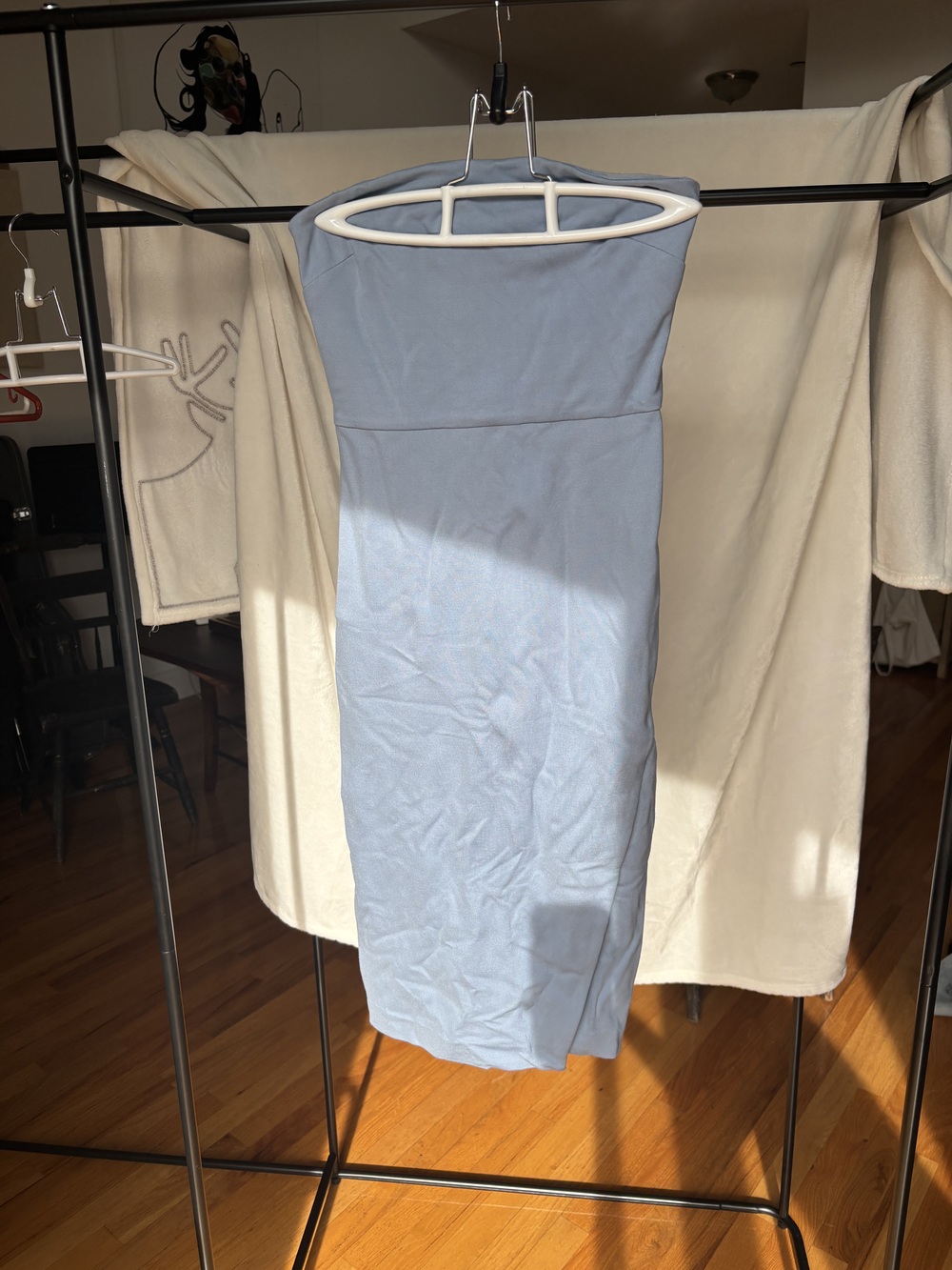 NBD Strapless Bodycon Midi Dress Light Blue Size S